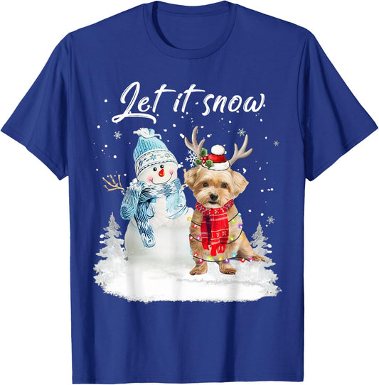 Shorkie Santa Dog Christmas Snowman Xmas Pajama T-Shirt - T-Shirt | Royal