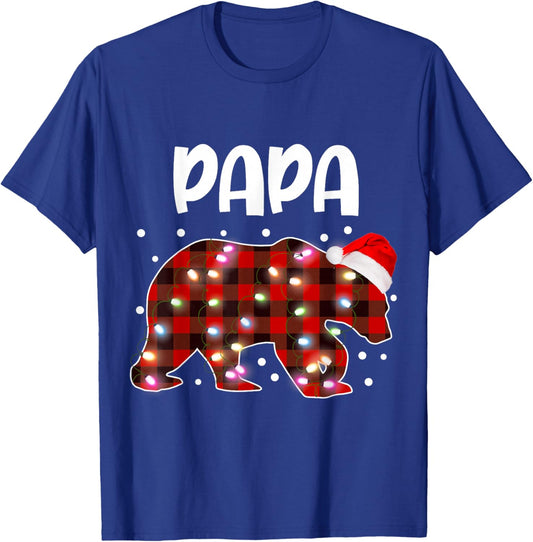Papa Bear Red& Black Plaid Flannel Christmas Family Pajamas T-Shirt - T-Shirt | Royal