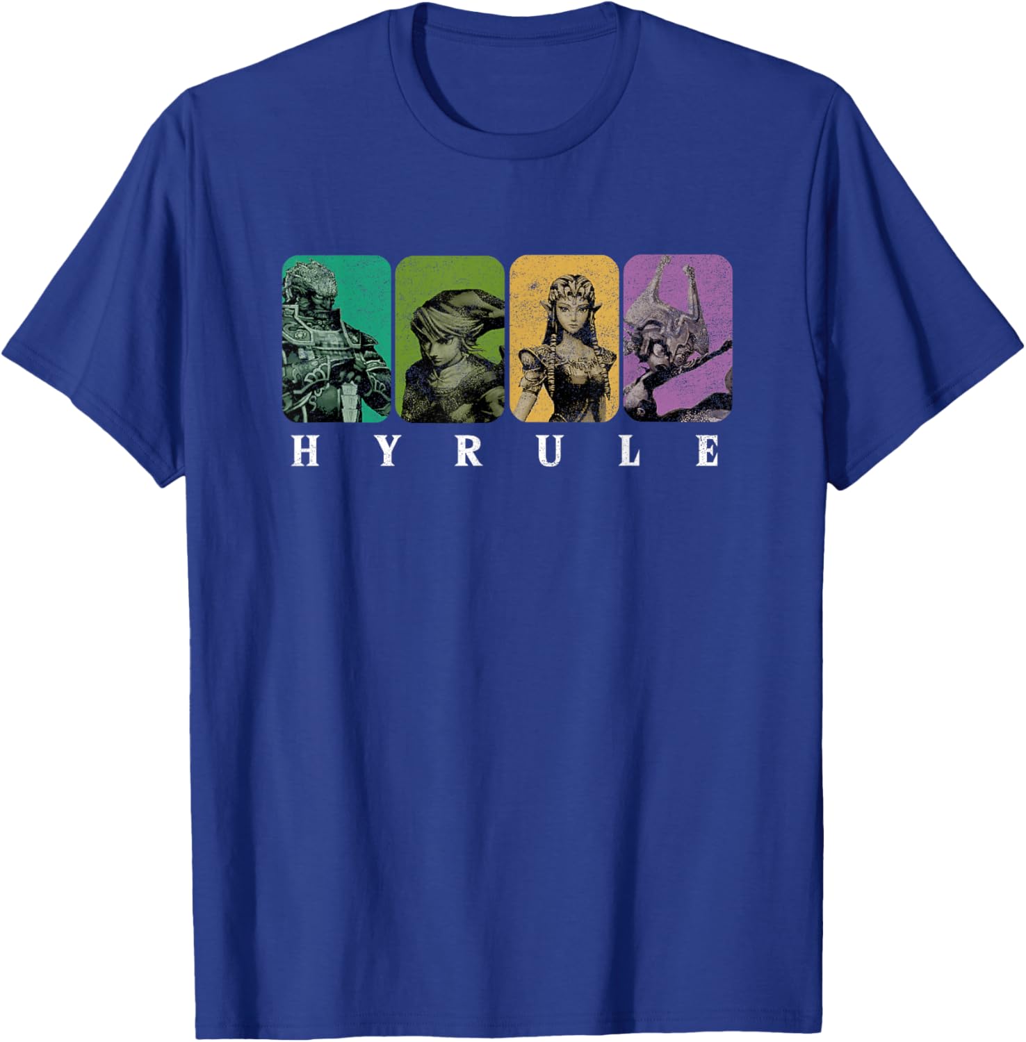 The Legend of Zelda Colorful Distressed Character Box Ups T-Shirt - T-Shirt | Royal