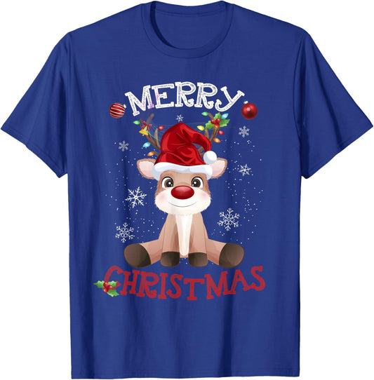 Merry Christmas Reindeer Xmas Family Men Women T-Shirt - T-Shirt | Royal