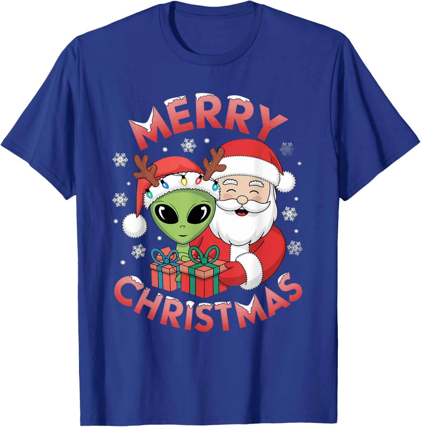 Cute Xmas Alien Santa on Alien Christmas T-Shirt - T-Shirt | Royal