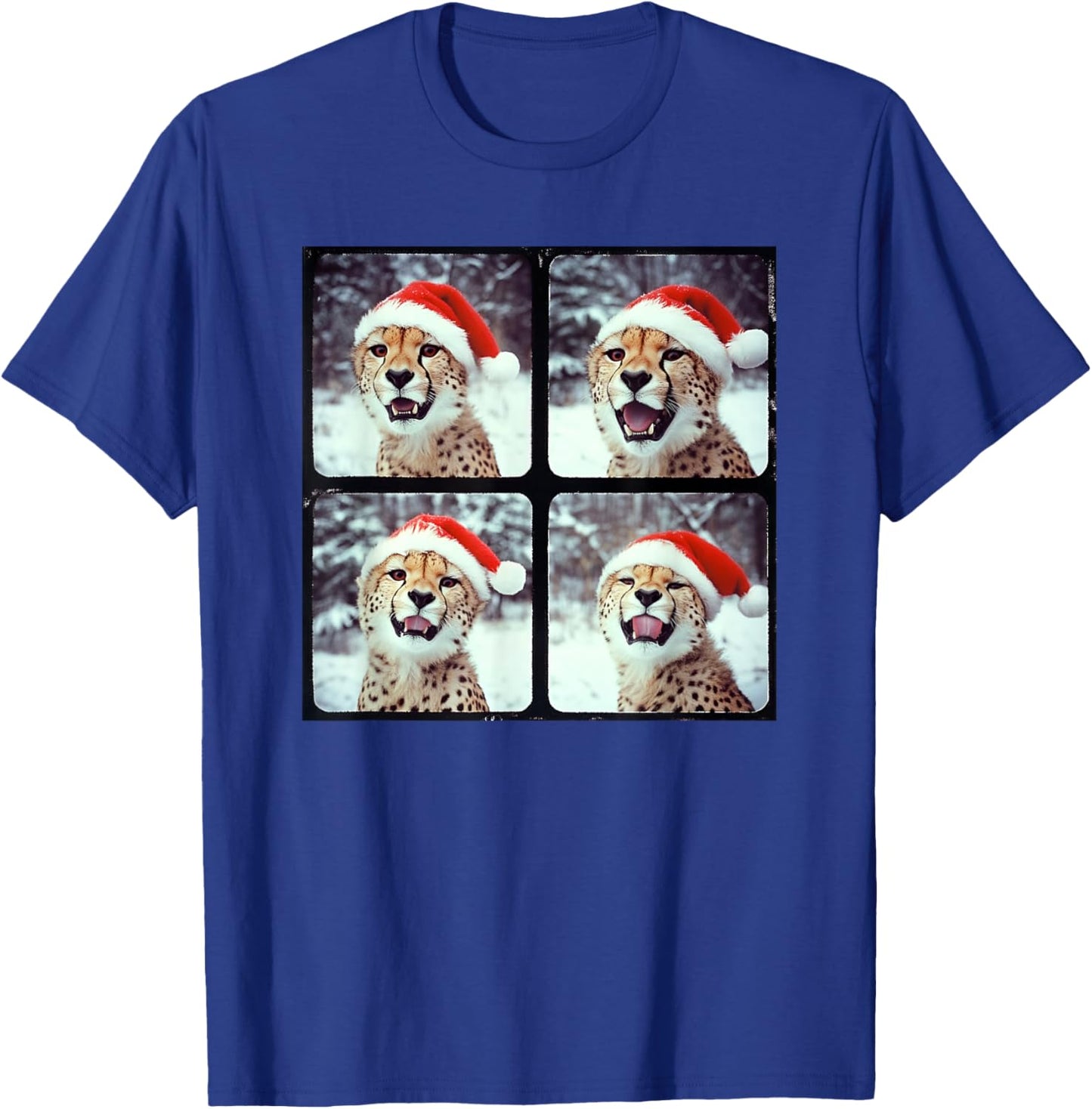 Cheetah With Santa Hat Zoo Animal Safari Cheetah Christmas T-Shirt - T-Shirt | Royal