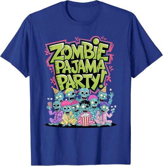 Zombie Pajama Party! Fun Happy Halloween Design T-Shirt - T-Shirt | Royal