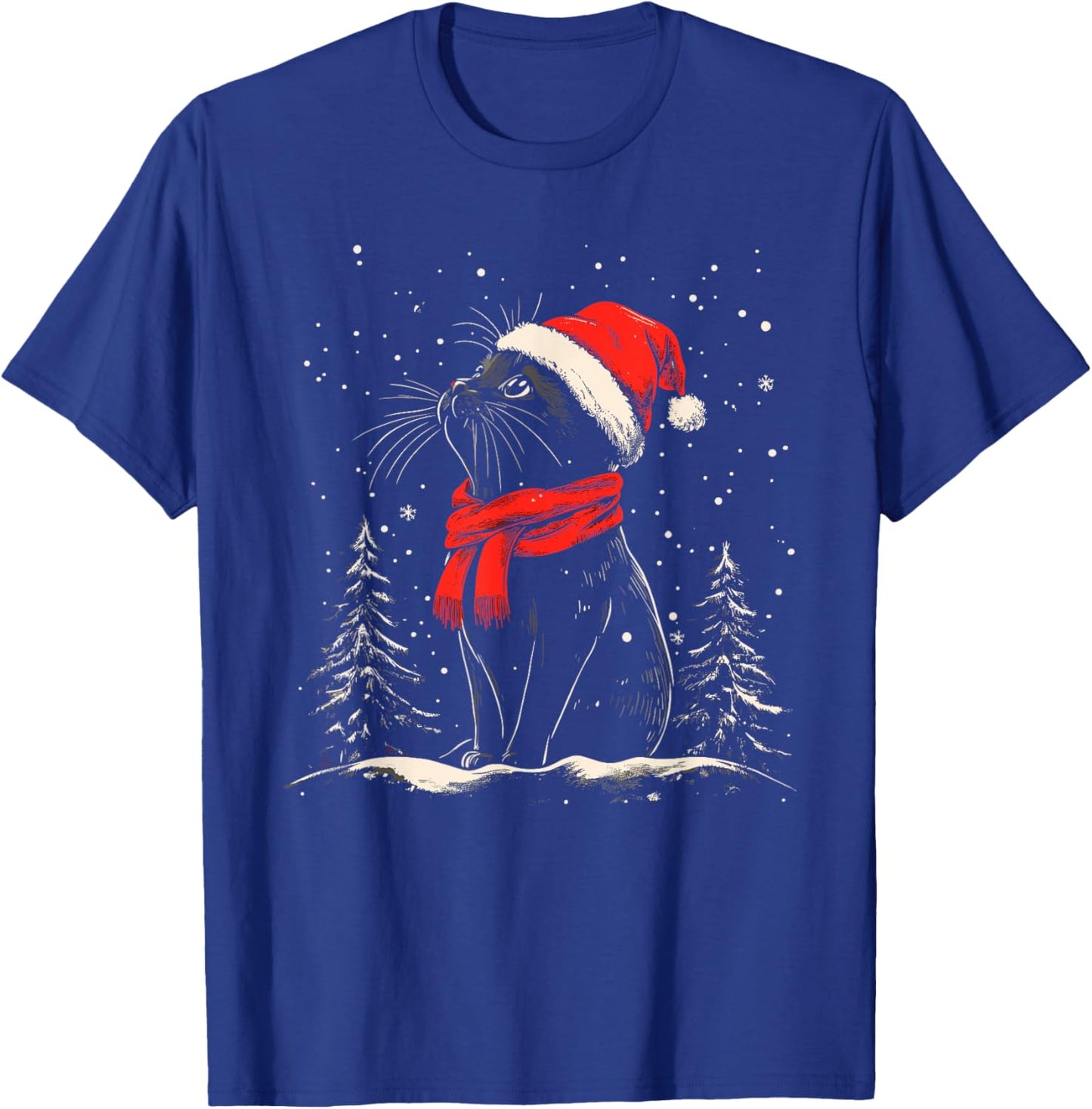 Black Cat Santa Hat Christmas Xmas Kitten T-Shirt - T-Shirt | Royal