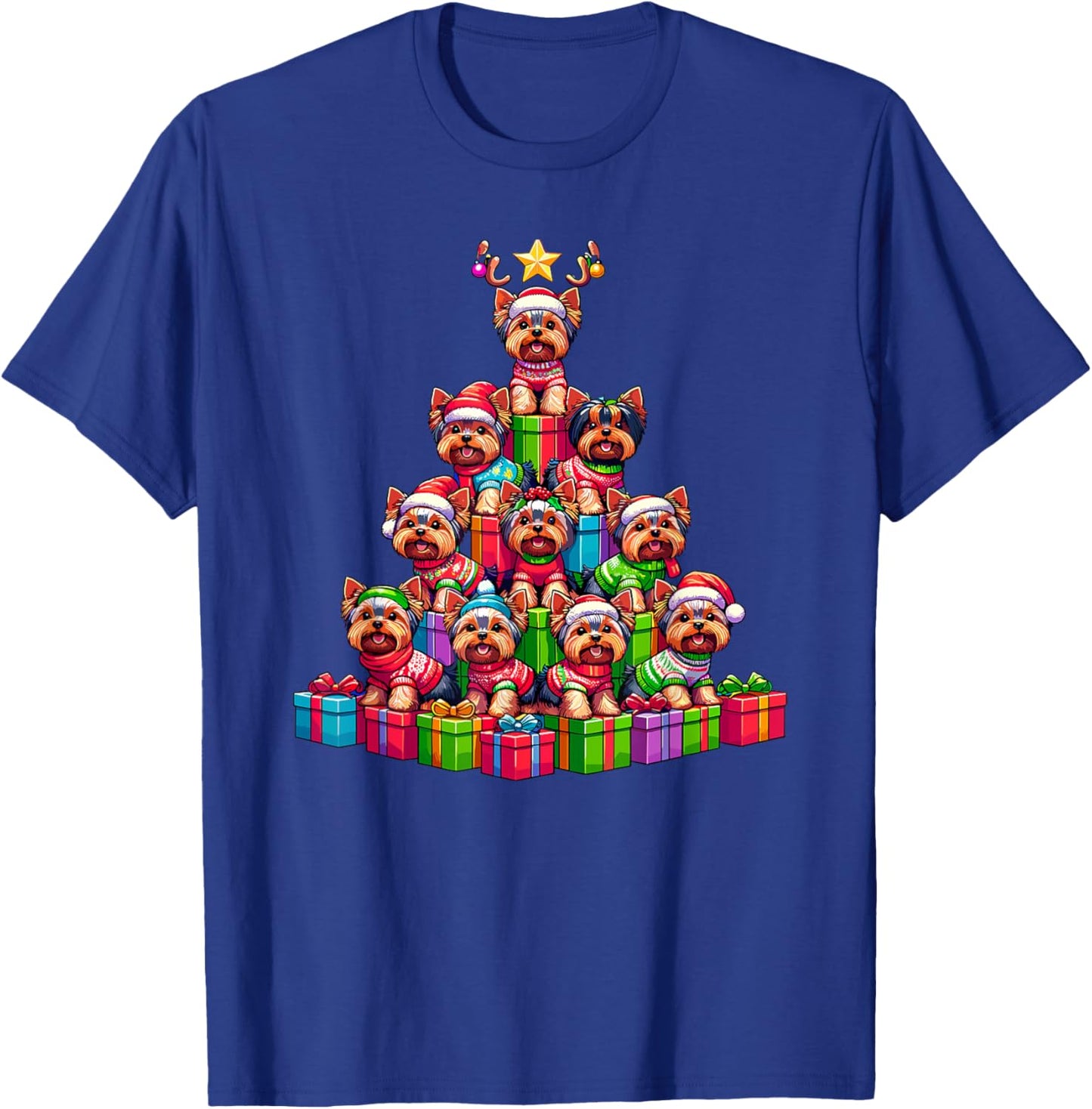 Christmas Tree Yorkshire Terrier Terriers Yorkie T-Shirt - T-Shirt | Royal