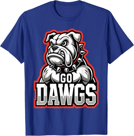 Go Dawgs Funny Bulldogs T-Shirt - T-Shirt | Royal