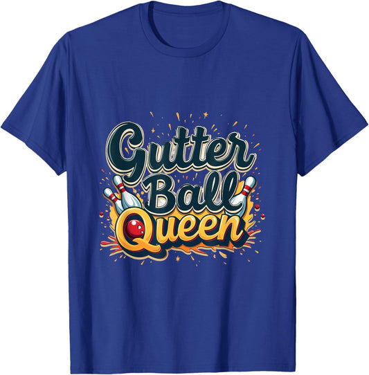 Gutter Ball Queen Funny Bowling Enthusiast T-Shirt - T-Shirt | Royal