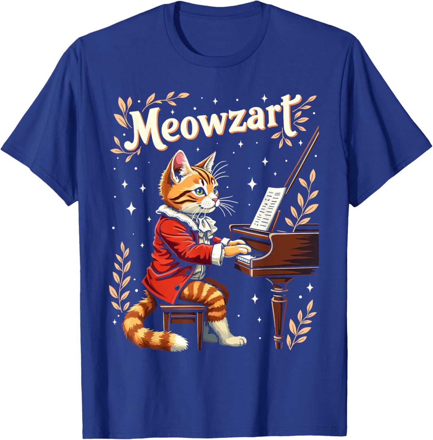 Meowzart Funny Mozart Classical Music Piano Funny Cat Pun Women Kids T-Shirt - T-Shirt | Royal