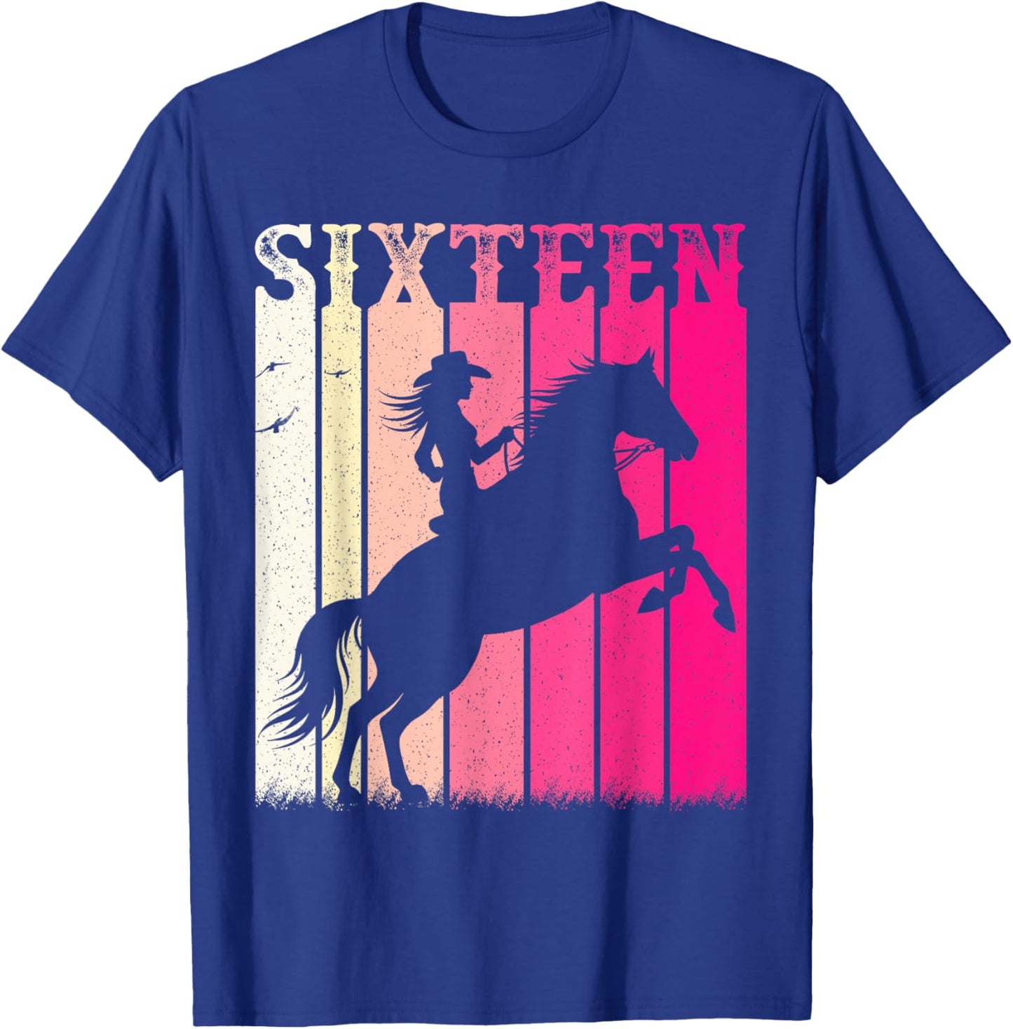Rodeo 16th Birthday Cowgirl Girls 16 Year Old Horse Western T-Shirt - T-Shirt | Royal