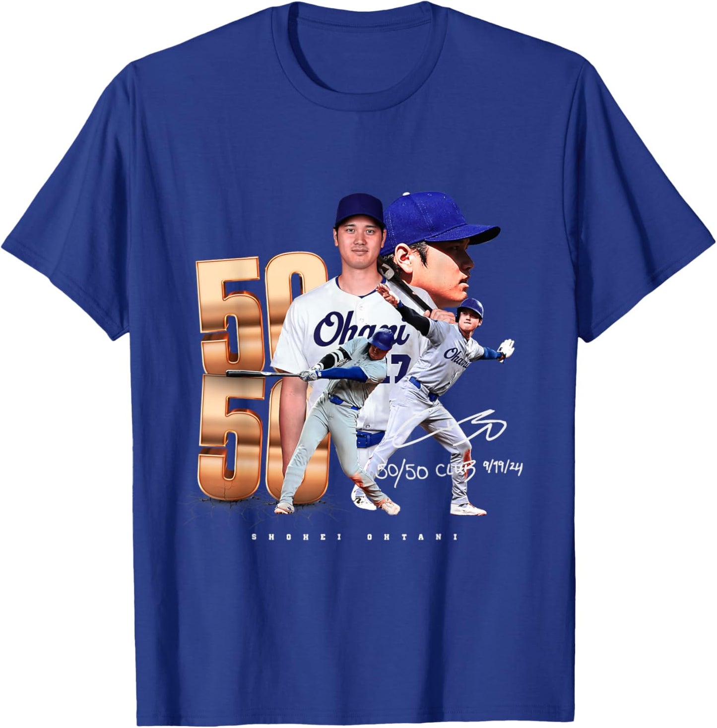 Shohei Ohtani | 50/50 Club | Los Angeles Baseball MLB Player T-Shirt - T-Shirt | Royal