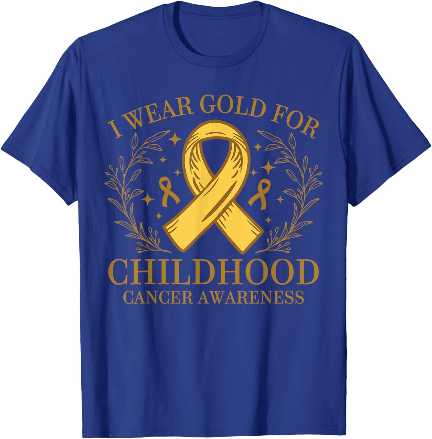 Yellow Support Ribbon For Childhood Cancer Awareness T-Shirt - T-Shirt | Royal