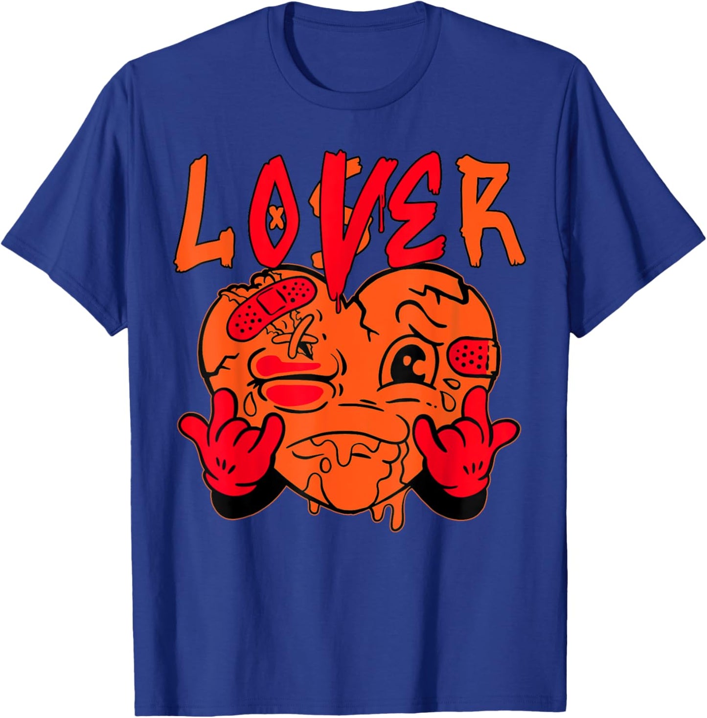 Orange Loser Lover Pink Drip Heart Matching Men Women T-Shirt - T-Shirt | Royal