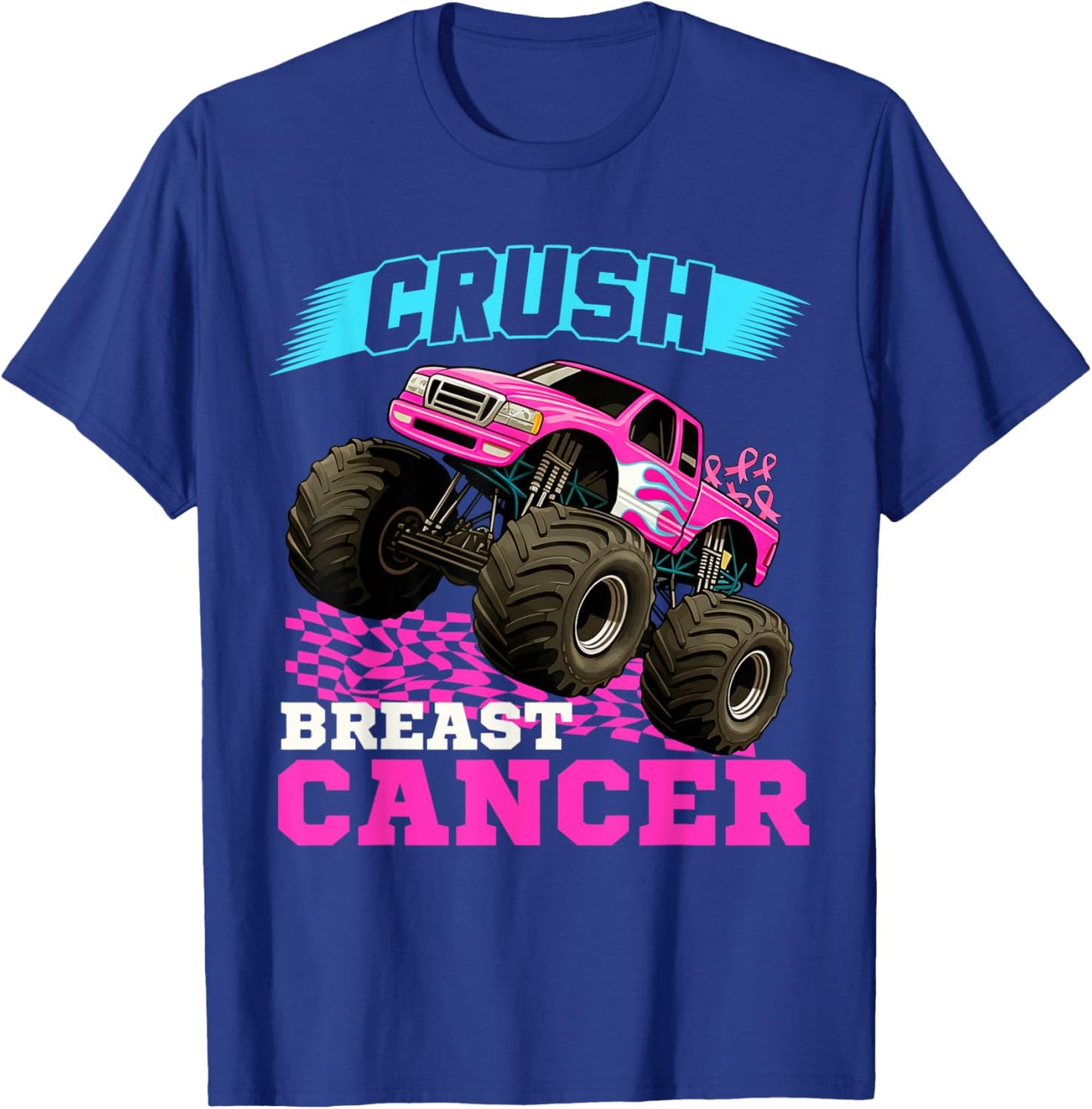 Crush Breast Cancer Monster Truck Wear Pink T-Shirt - T-Shirt | Royal