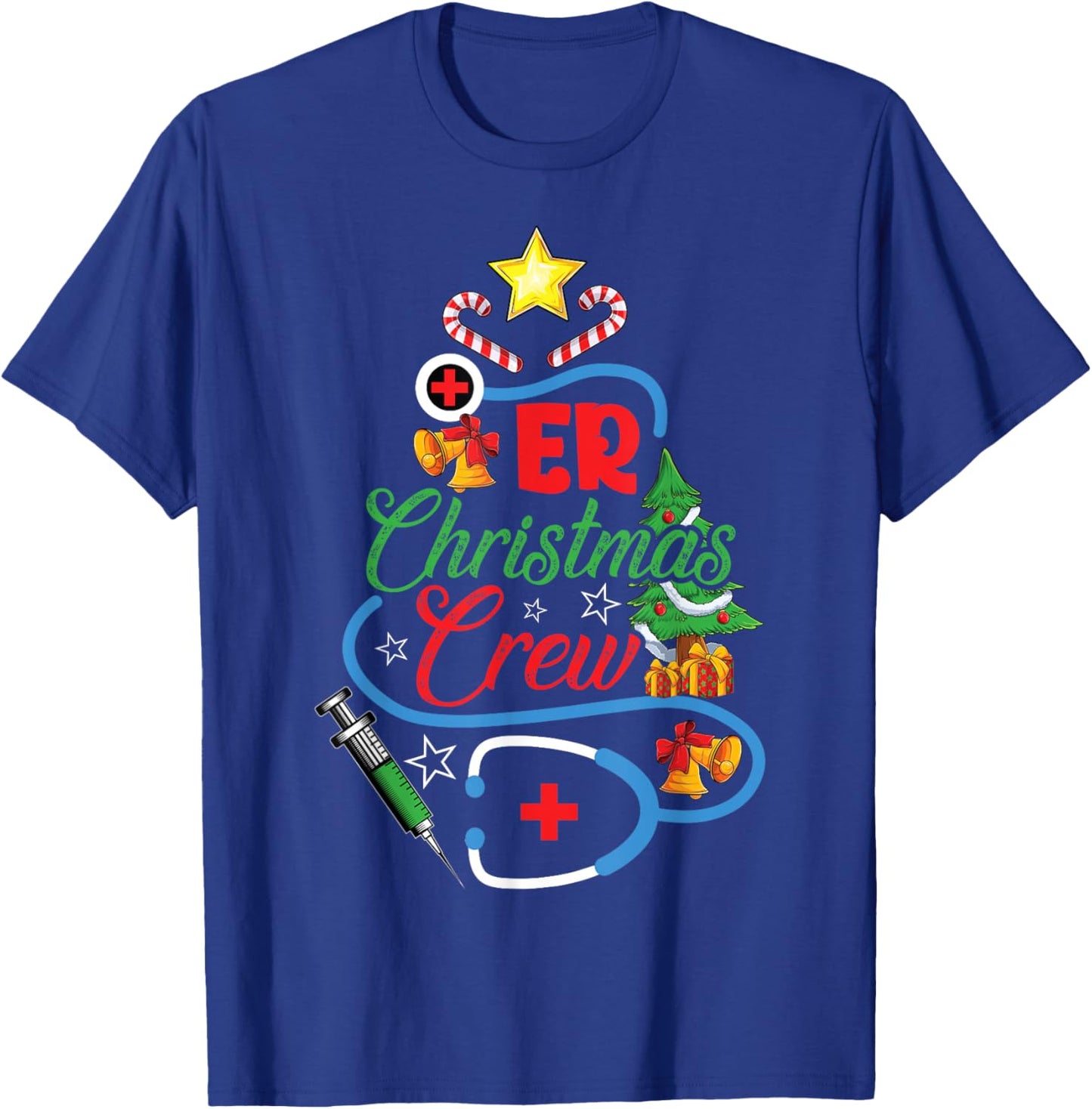 ER Christmas Crew Emergency Room Nurse Xmas Holidays T-Shirt - T-Shirt | Royal