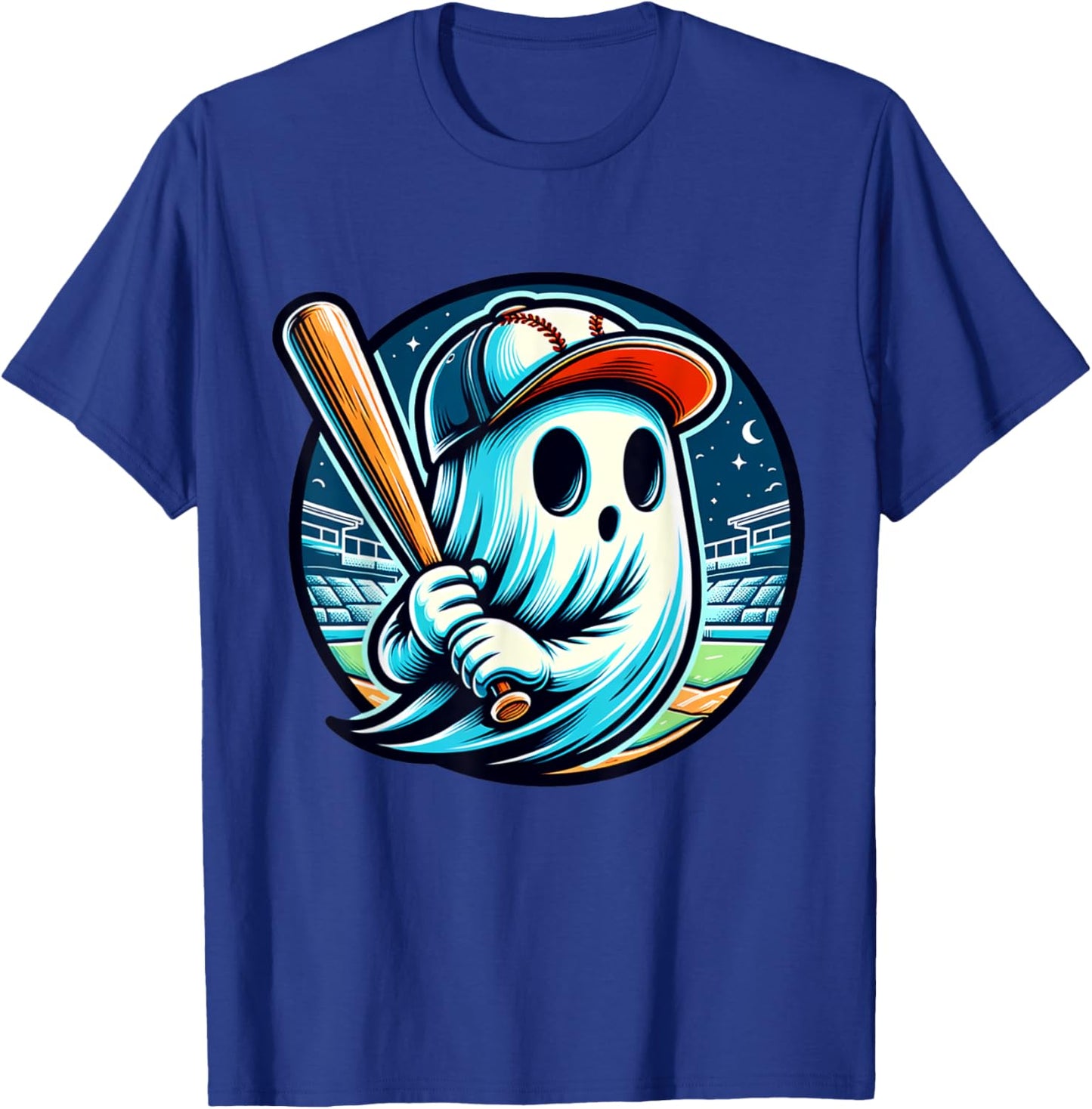 Funny Ghost Playing Baseball Halloween Boo Costume Boys Kids T-Shirt - T-Shirt | Royal