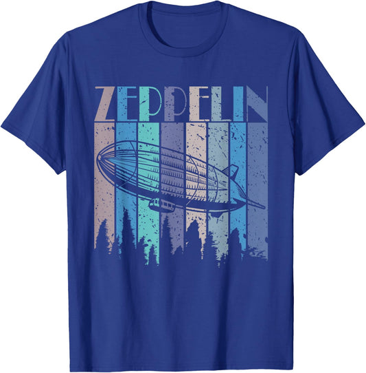 Vintage Zeppelin Funny Sunset Airship Pilot Dirigible Lovers T-Shirt - T-Shirt | Royal