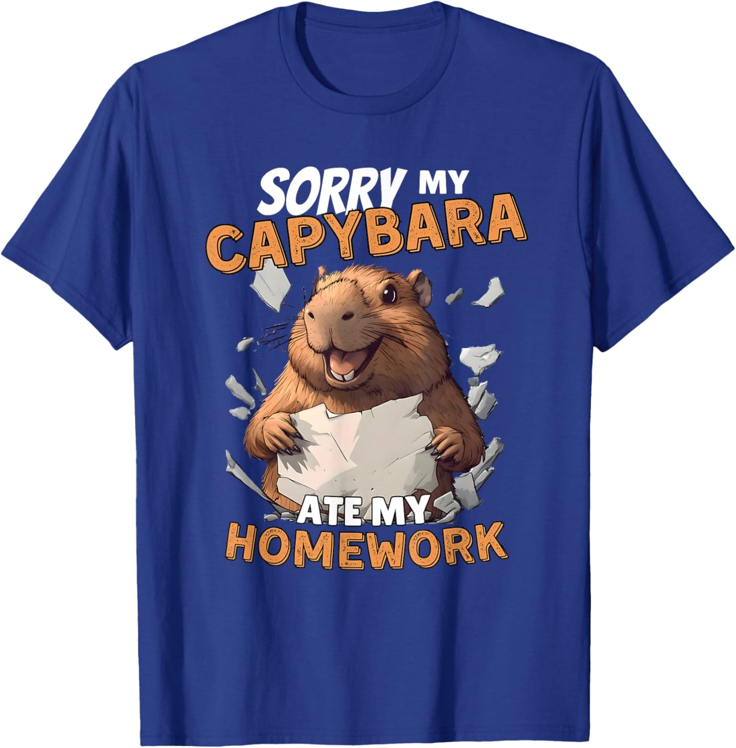 Sorry My Capybara Ate My Homework - Funny Capy Rodent Animal T-Shirt - T-Shirt | Royal