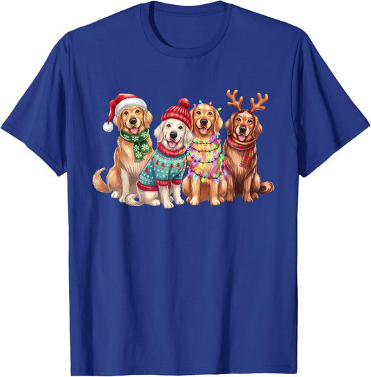 Golden Retriever Reindeer Christmas Lights Dog Lover Xmas T-Shirt - T-Shirt | Royal
