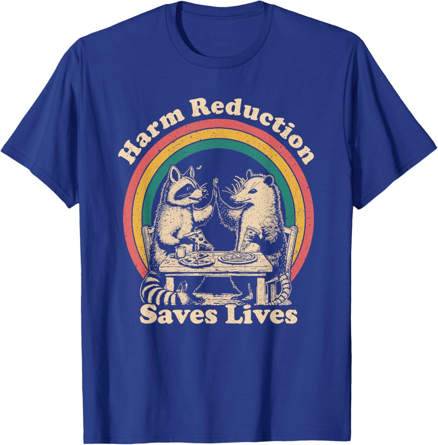 Vintage Raccoon Harm Reduction Overdose Awareness Nurse T-Shirt - T-Shirt | Royal