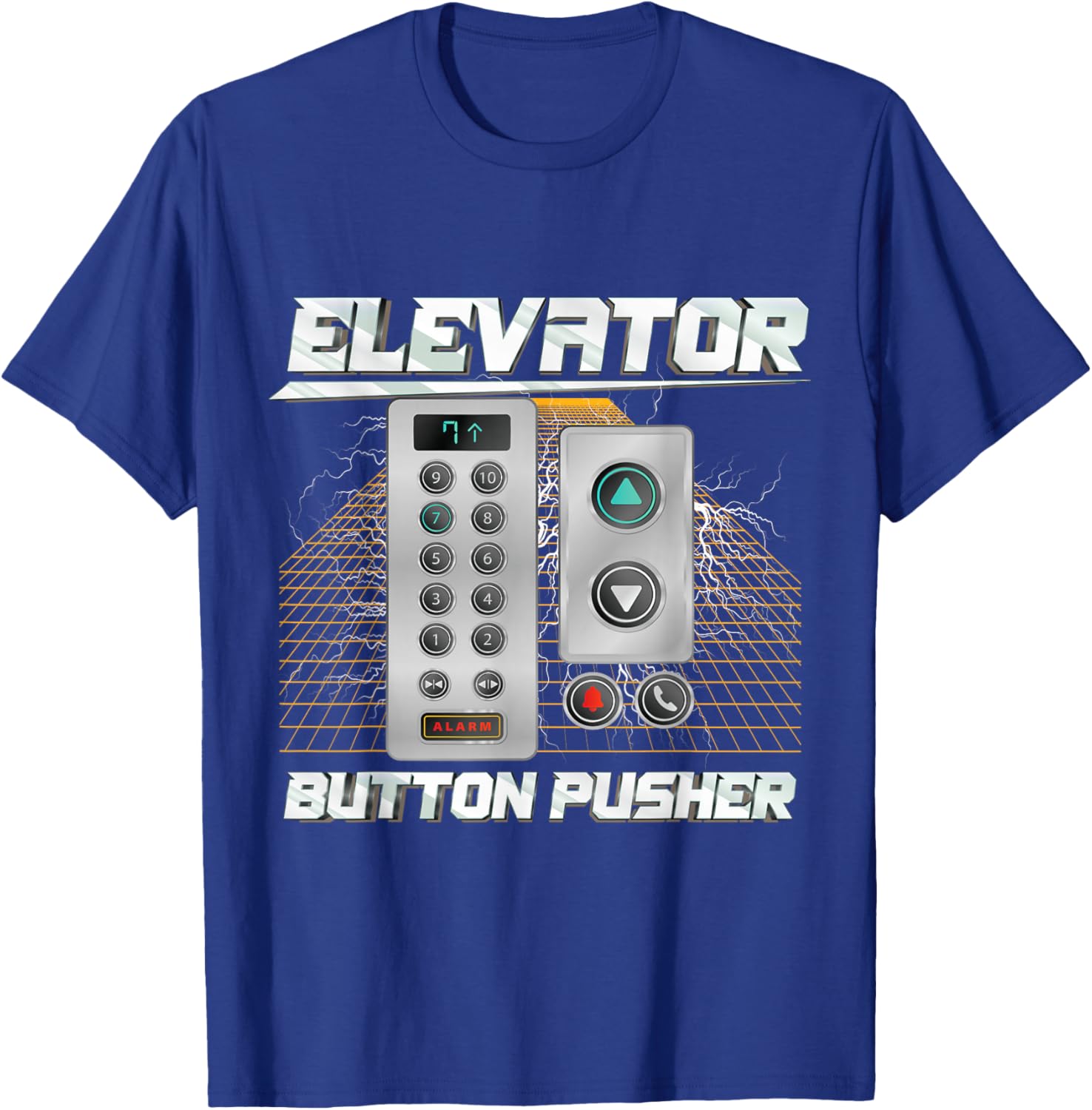 Elevator Button Pusher | Meme | Funny Elevator T-Shirt - T-Shirt | Royal