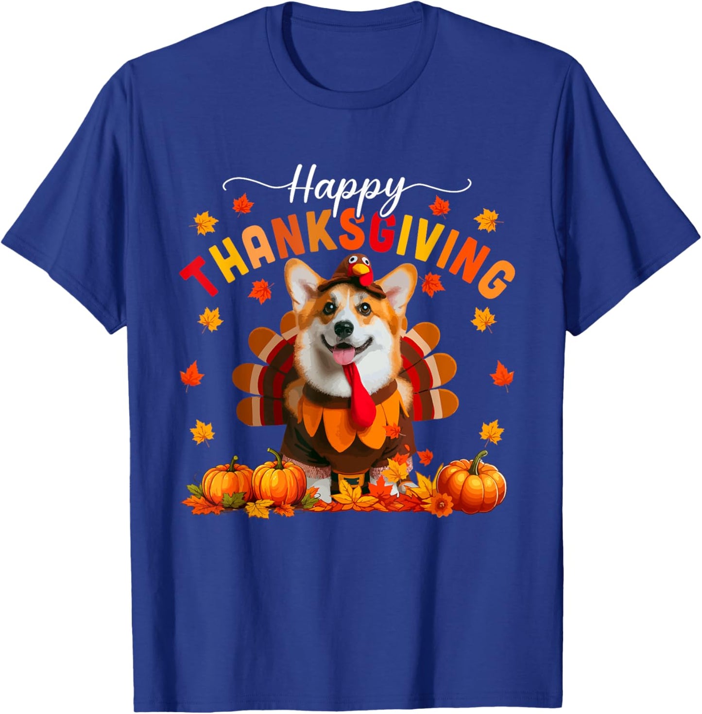 Happy Thanksgiving Corgi Cosplay Fall Turkey Owner Kids T-Shirt - T-Shirt | Royal