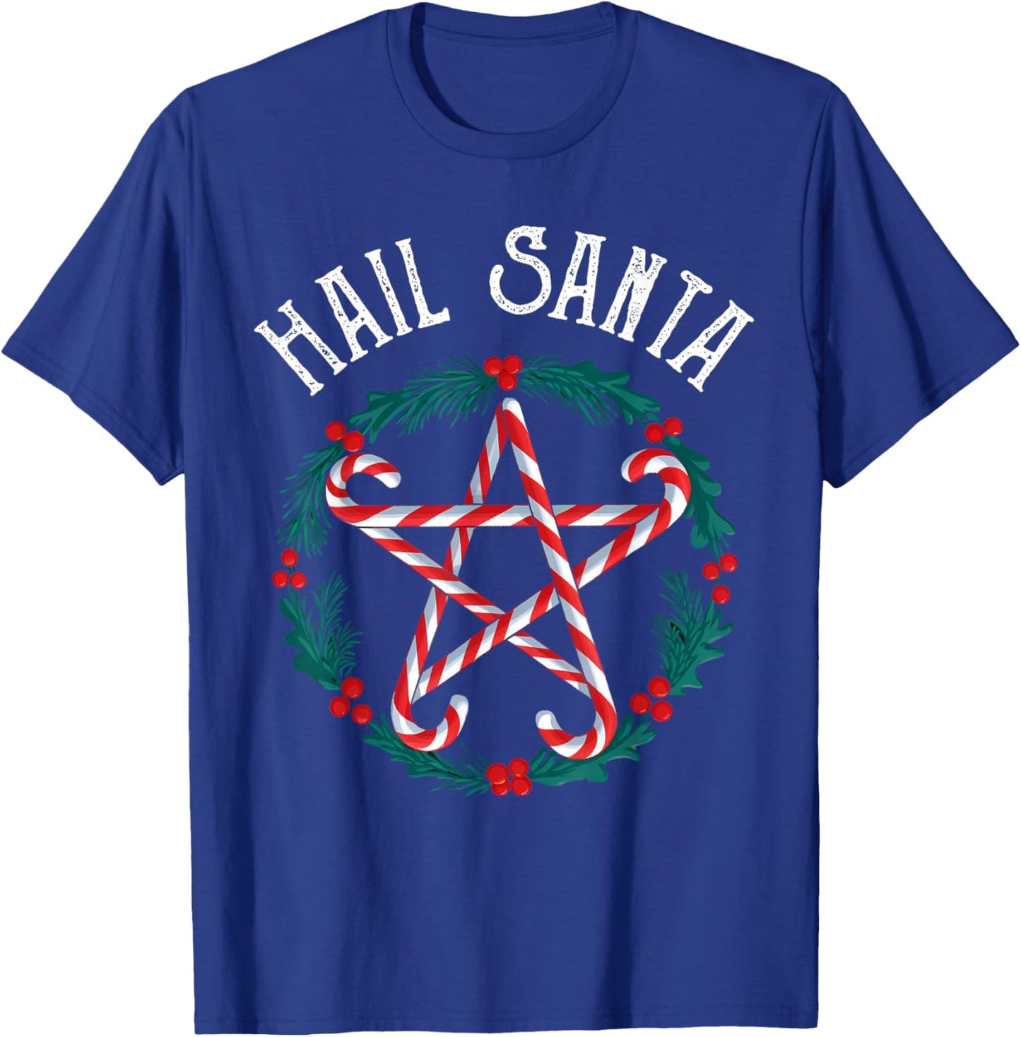 Hail Santa Candy Cane Pentagram Gothmas Funny Goth Christmas T-Shirt - T-Shirt | Royal