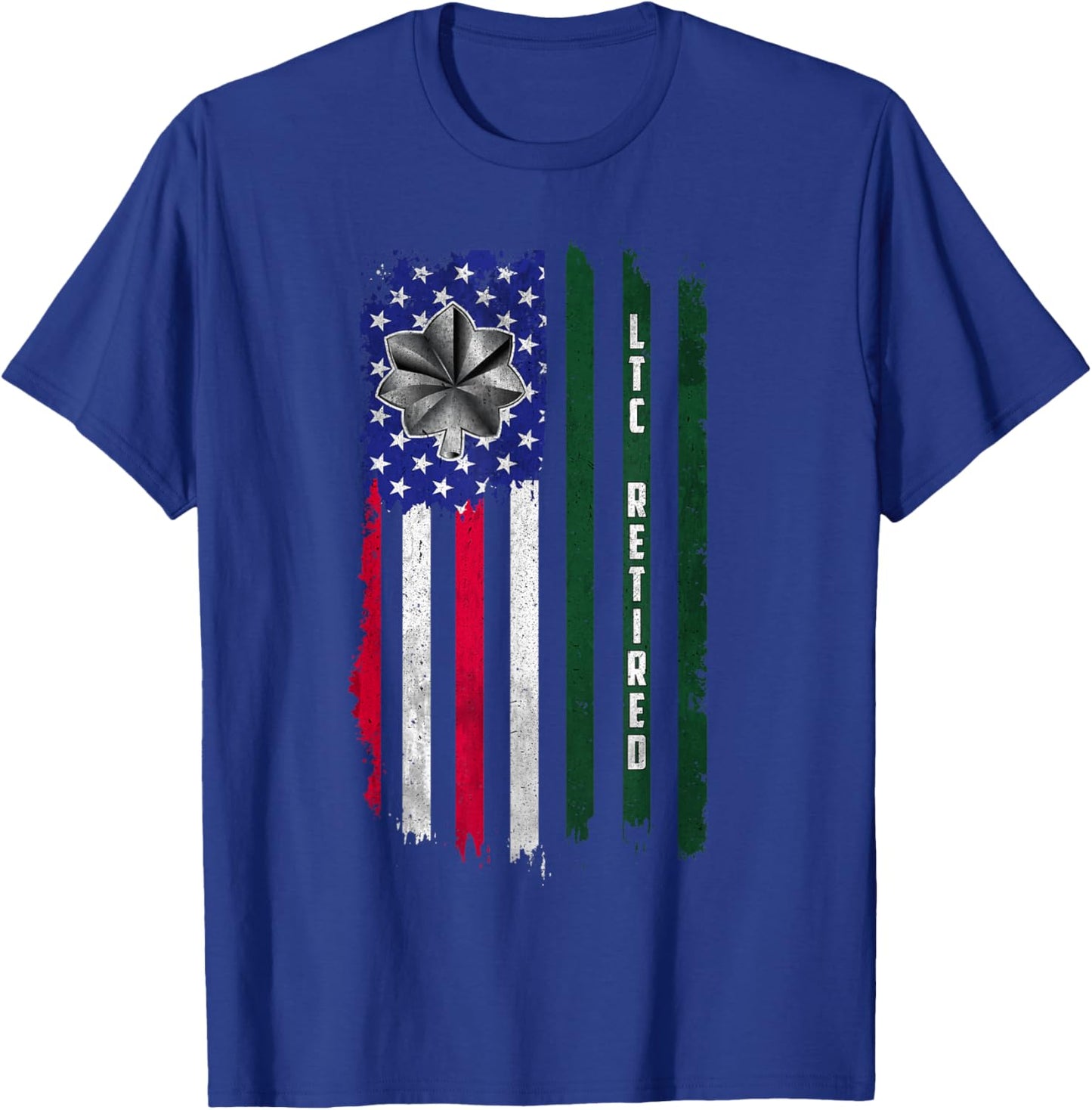 Retired O-5 Lieutenant Colonel LTC Rank American Flag Papa T-Shirt - T-Shirt | Royal