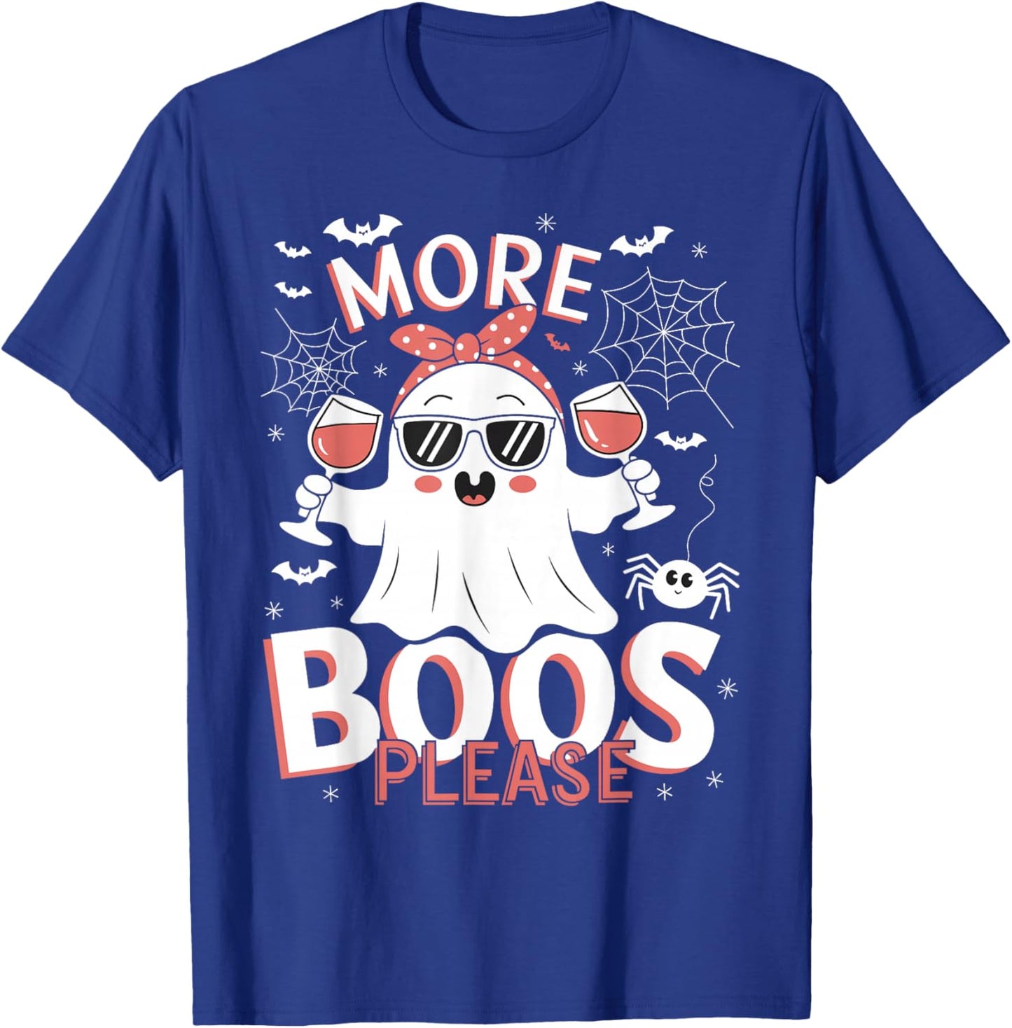 More Boos Please Ghost Wine Halloween Drinking Costume T-Shirt - T-Shirt | Royal
