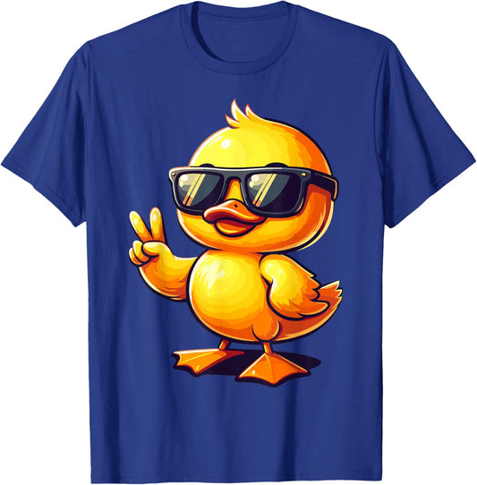 Cool Retro Yellow Rubber Duck in 70s 80s Funny Duck T-Shirt - T-Shirt | Royal