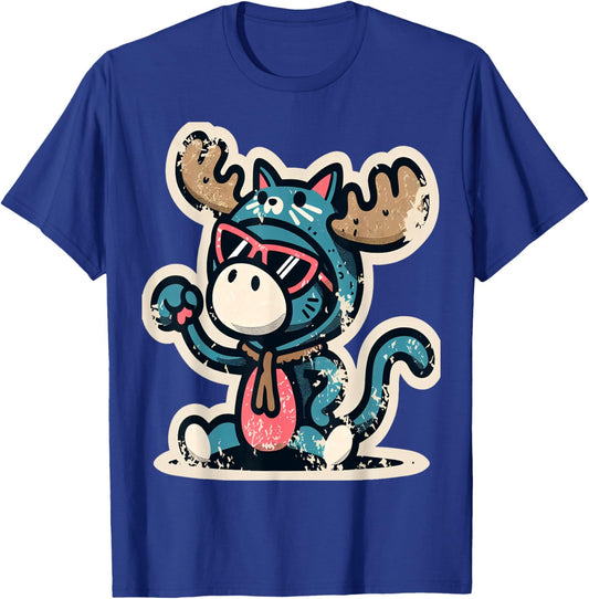 Cute Moose in Cat Costume T-Shirt - T-Shirt | Royal