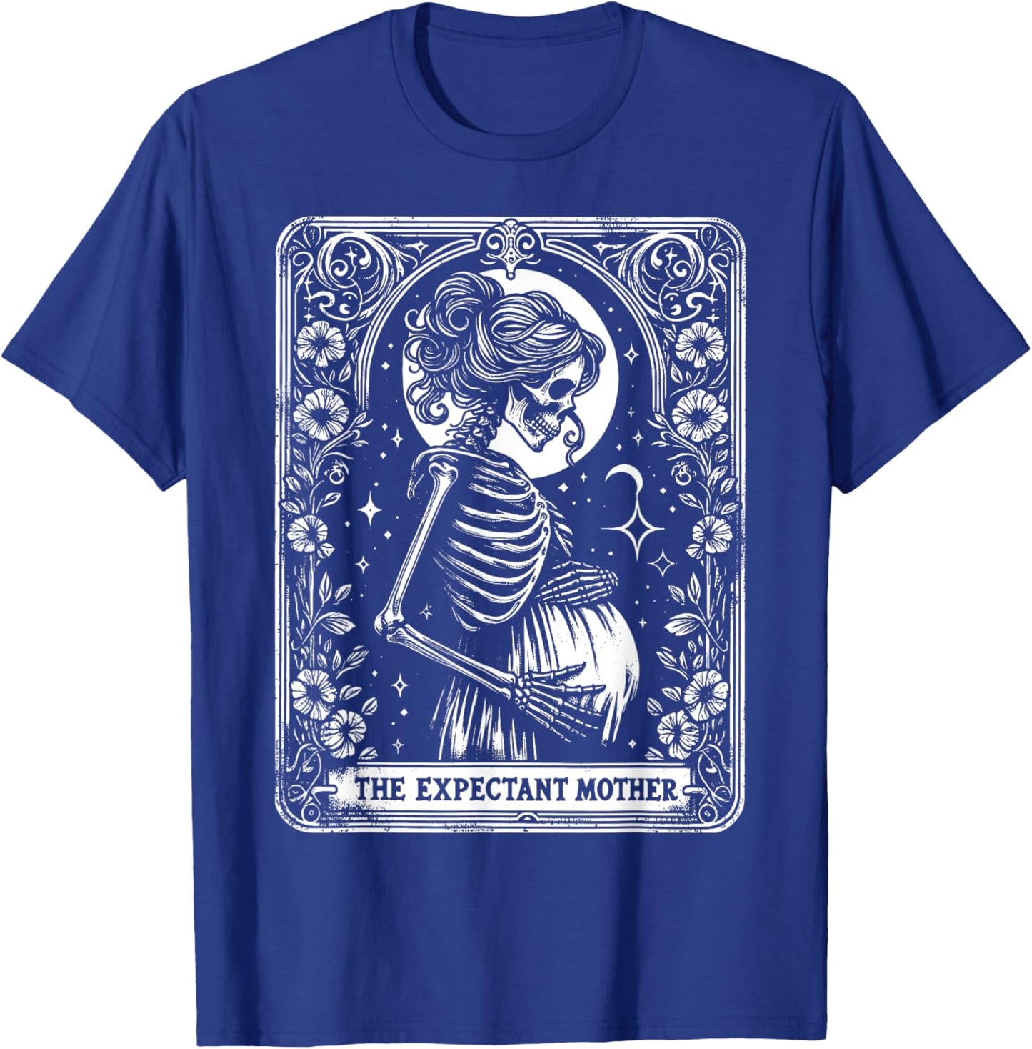 Skeleton Expectant Mother Tarot Card Pregnancy Announcement T-Shirt - T-Shirt | Royal