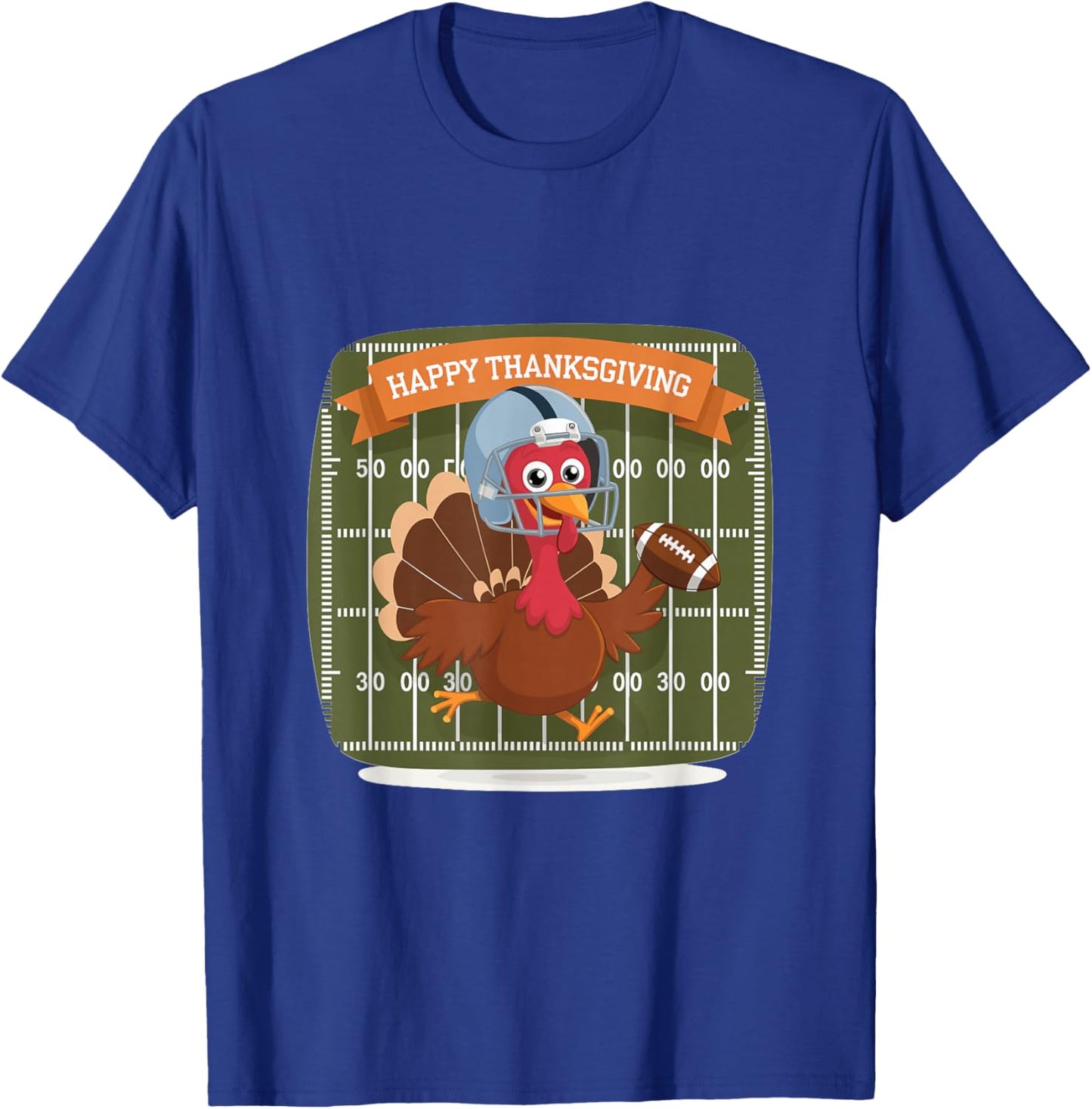 Thanksgiving Football Turkey Happy Thanksgiving T-Shirt - T-Shirt | Royal