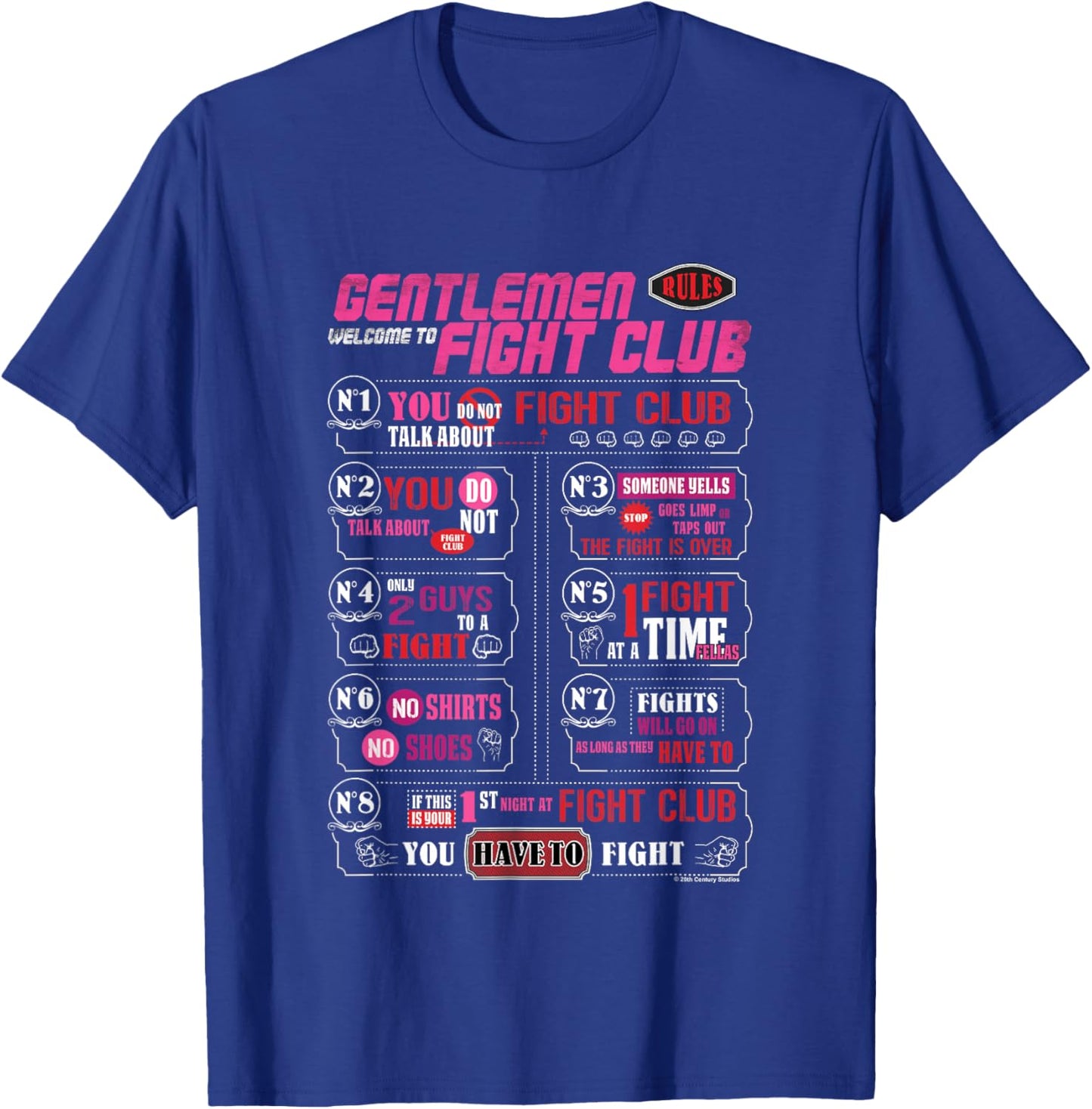 Fight Club Gentlemen Welcome to Fight Club Retro Big Poster T-Shirt - T-Shirt | Royal
