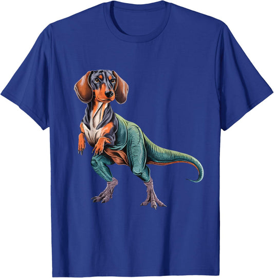 Funny Vintage Dachshund Dinosaur Dachshundsaurus T-Rex Dog Women Girls Kids T-Shirt - T-Shirt | Royal