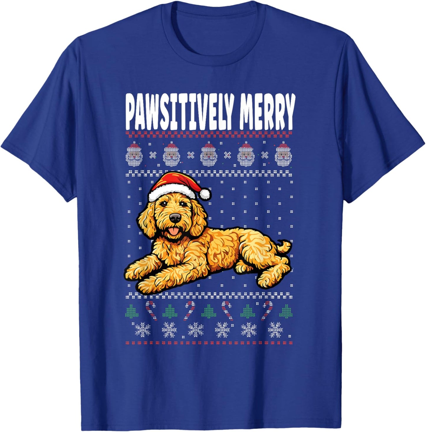 Pawsitively Merry Labradoodle Christmas Dog Pun T-Shirt - T-Shirt | Royal