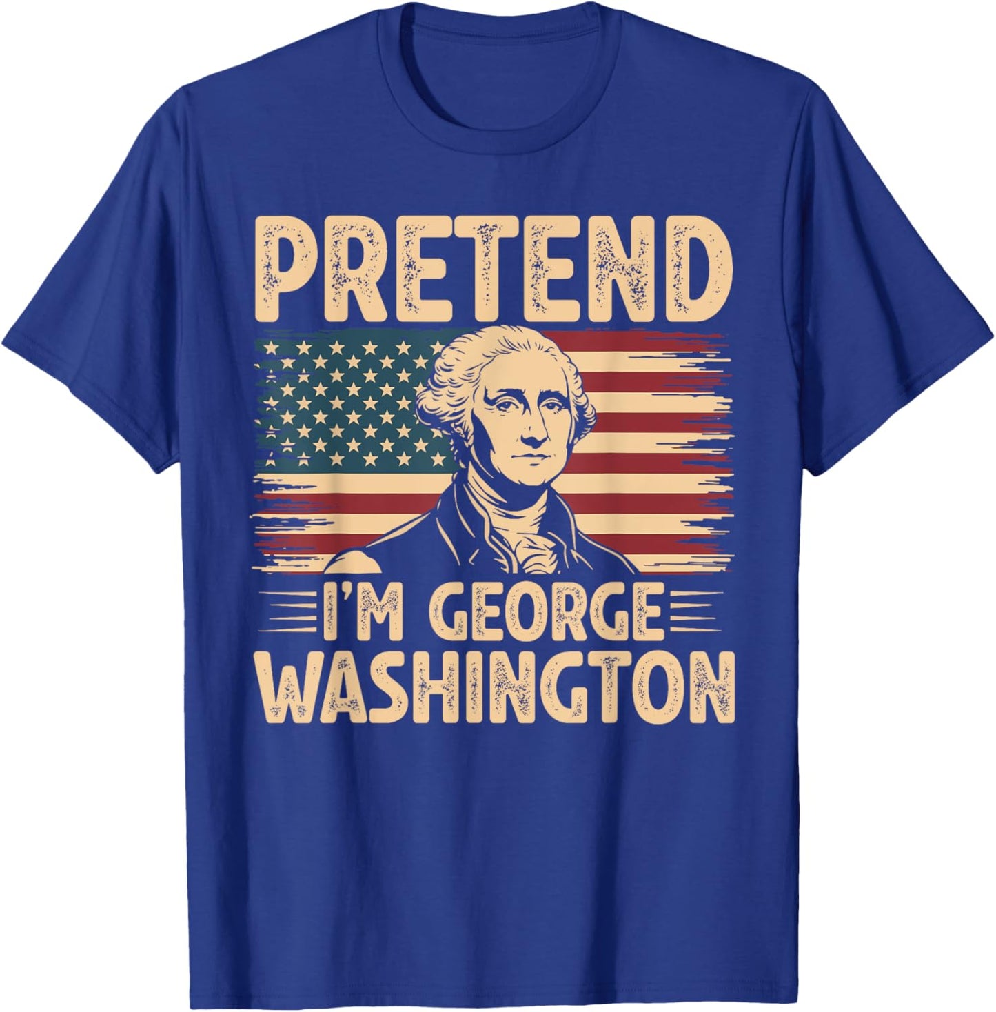 Pretend I'm George Washington Vintage Halloween Costume T-Shirt - T-Shirt | Royal