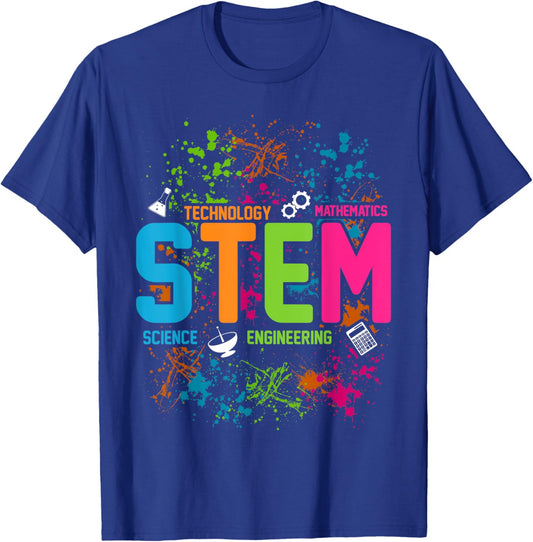 STEM Science Technology Engineering Math School T-Shirt - T-Shirt | Royal