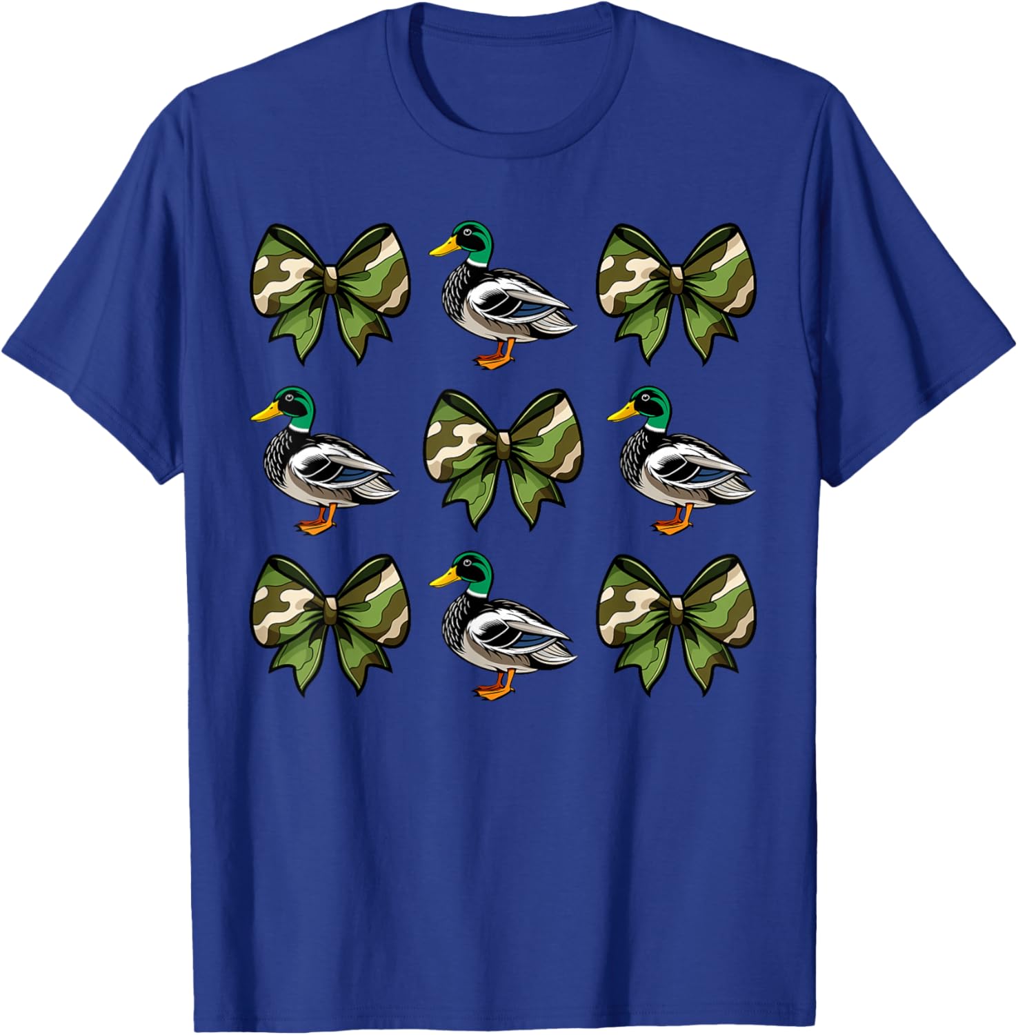 Camo Coquette Bow Duck Hunt Mallard Duck Hunting Women Girls T-Shirt - T-Shirt | Royal