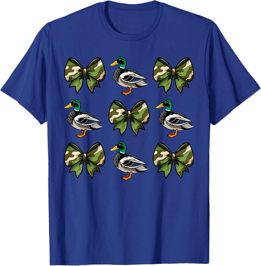Camo Coquette Bow Duck Hunt Mallard Duck Hunting Women Girls T-Shirt - T-Shirt | Royal
