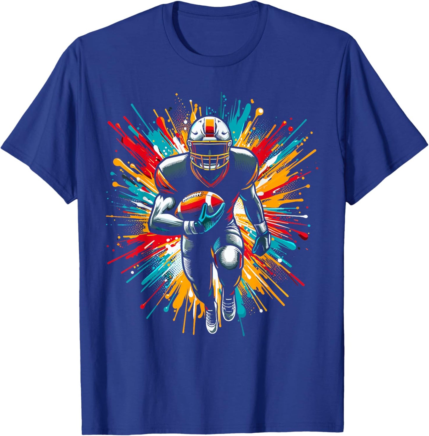 Colorful American Football Player T-Shirt - T-Shirt | Royal