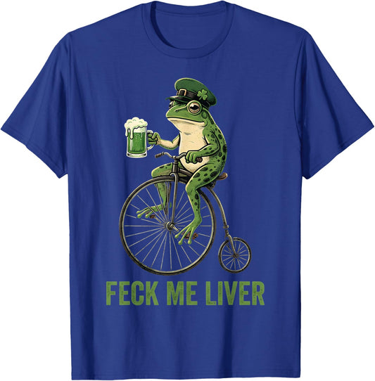 Feck Me Liver Funny Frog Drinking Beer St Patricks Day T-Shirt - T-Shirt | Royal