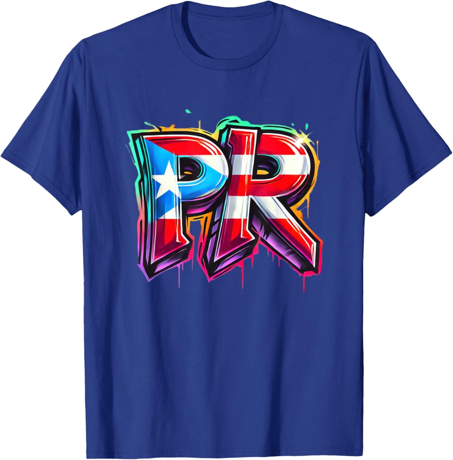 PR Graffiti Puerto Rico Flag Spray Paint Street Art Fun Cool T-Shirt - T-Shirt | Royal