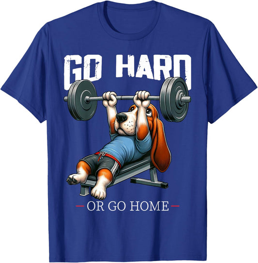 Go Hard Or Go Home Beagle Dog Weightlifting Fitness Gym T-Shirt - T-Shirt | Royal