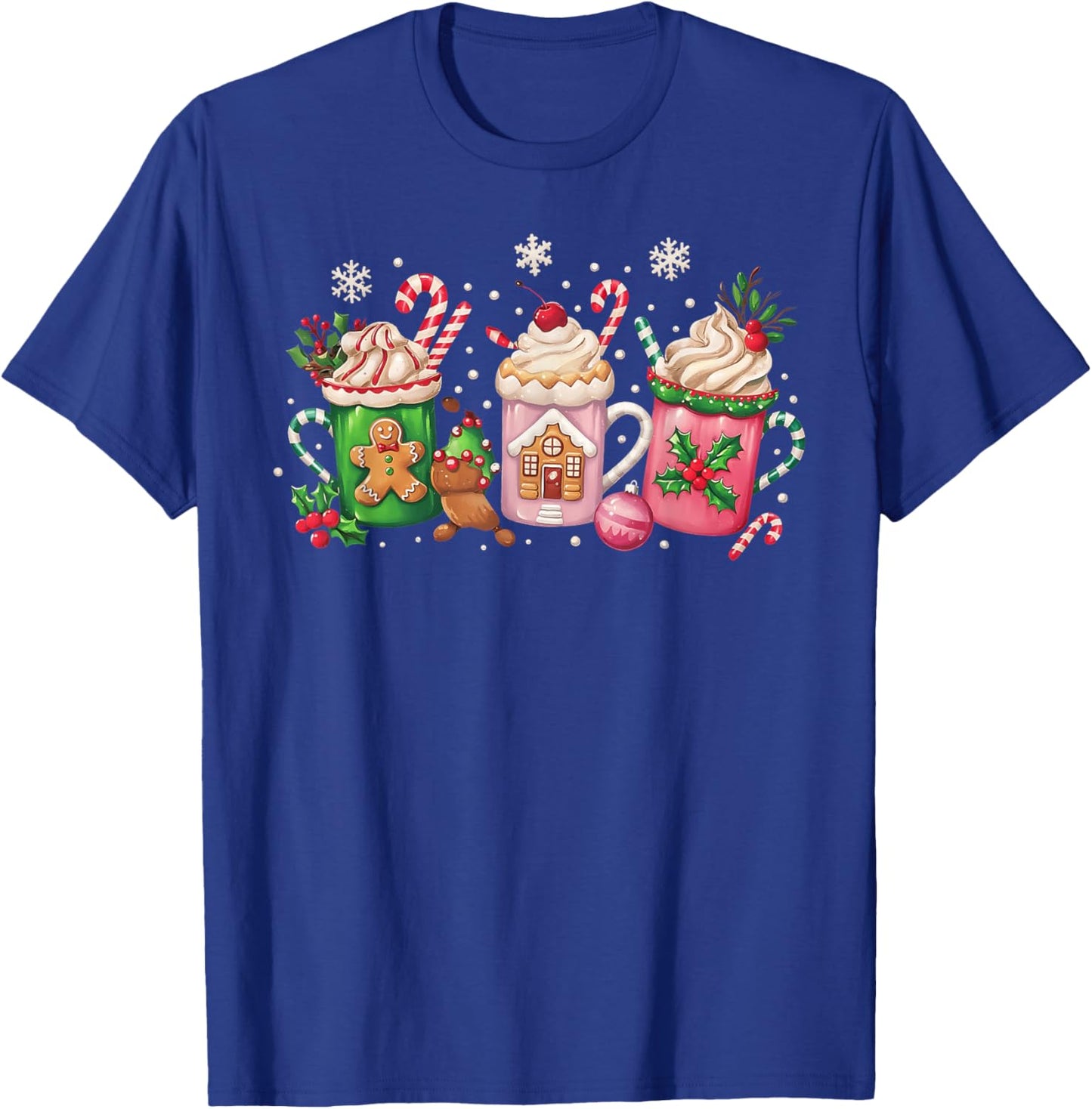 Coffee Christmas Gingerbread Pink Women Latte Cozy Winter T-Shirt - T-Shirt | Royal