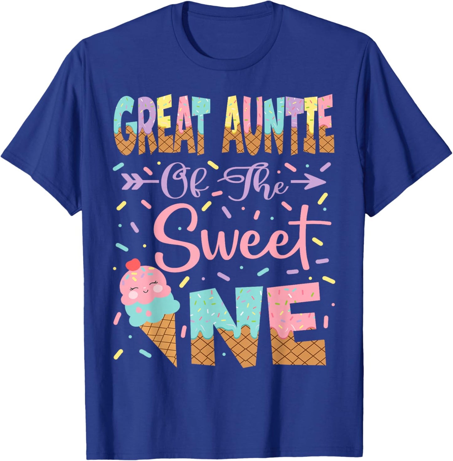 Great Auntie Of The Sweet One Ice Cream 1St Birthday Girl T-Shirt - T-Shirt | Royal
