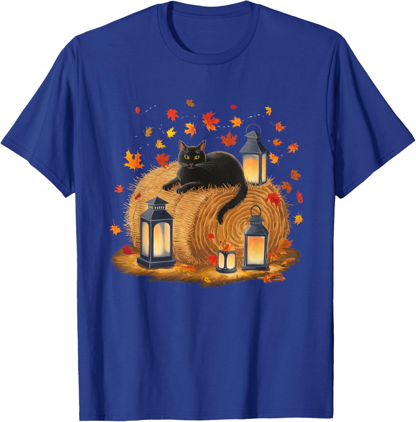 It's Fall YAll Cat Leaf Fall Tree Hello Autumn Halloween T-Shirt - T-Shirt | Royal