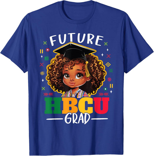 Future HBCU Grad Kids Black Girl Afro Black History Month T-Shirt - T-Shirt | Royal