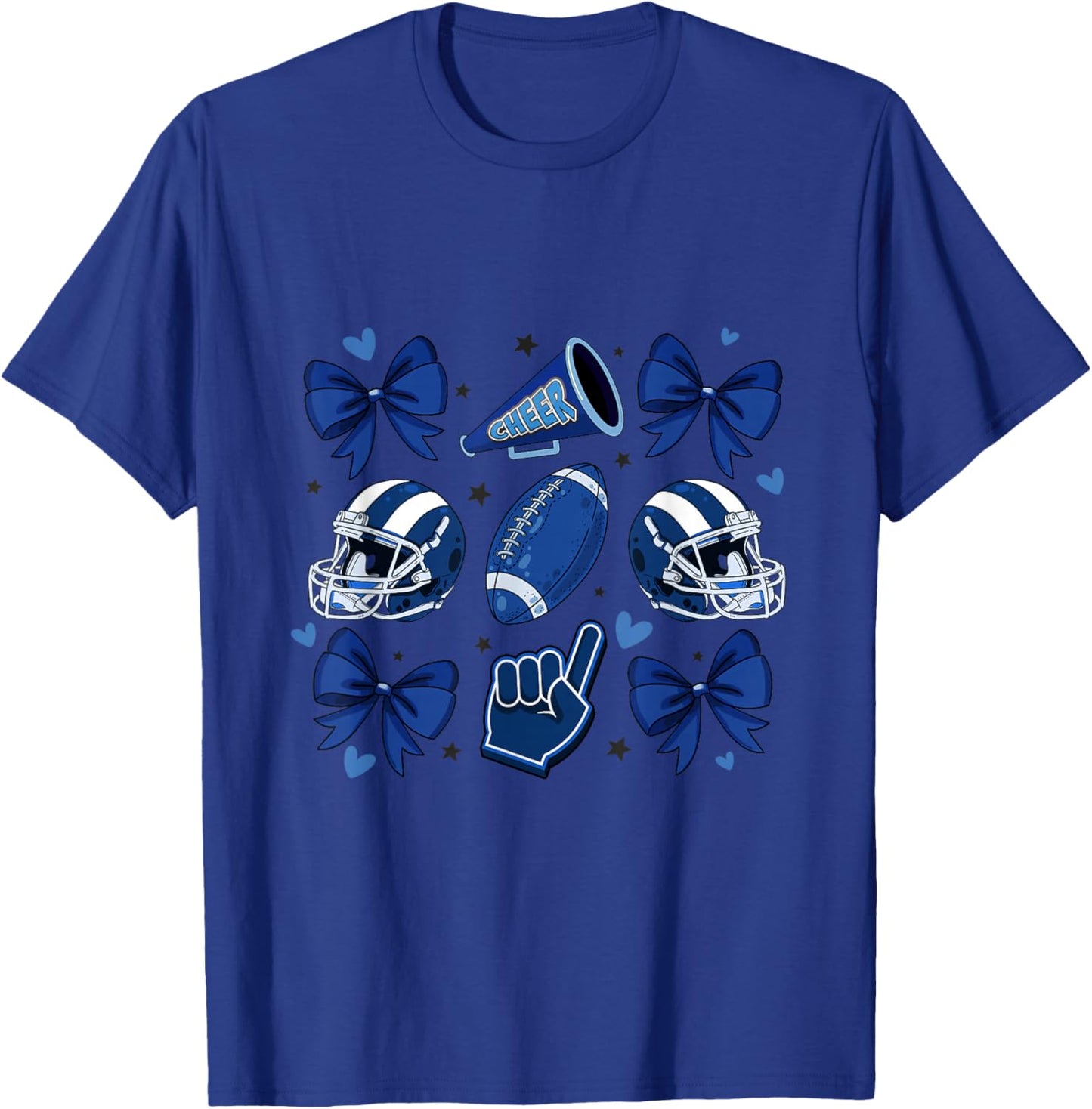 Football Cheer Mom Sister Coquette Bow Game Day Blue Women T-Shirt - T-Shirt | Royal