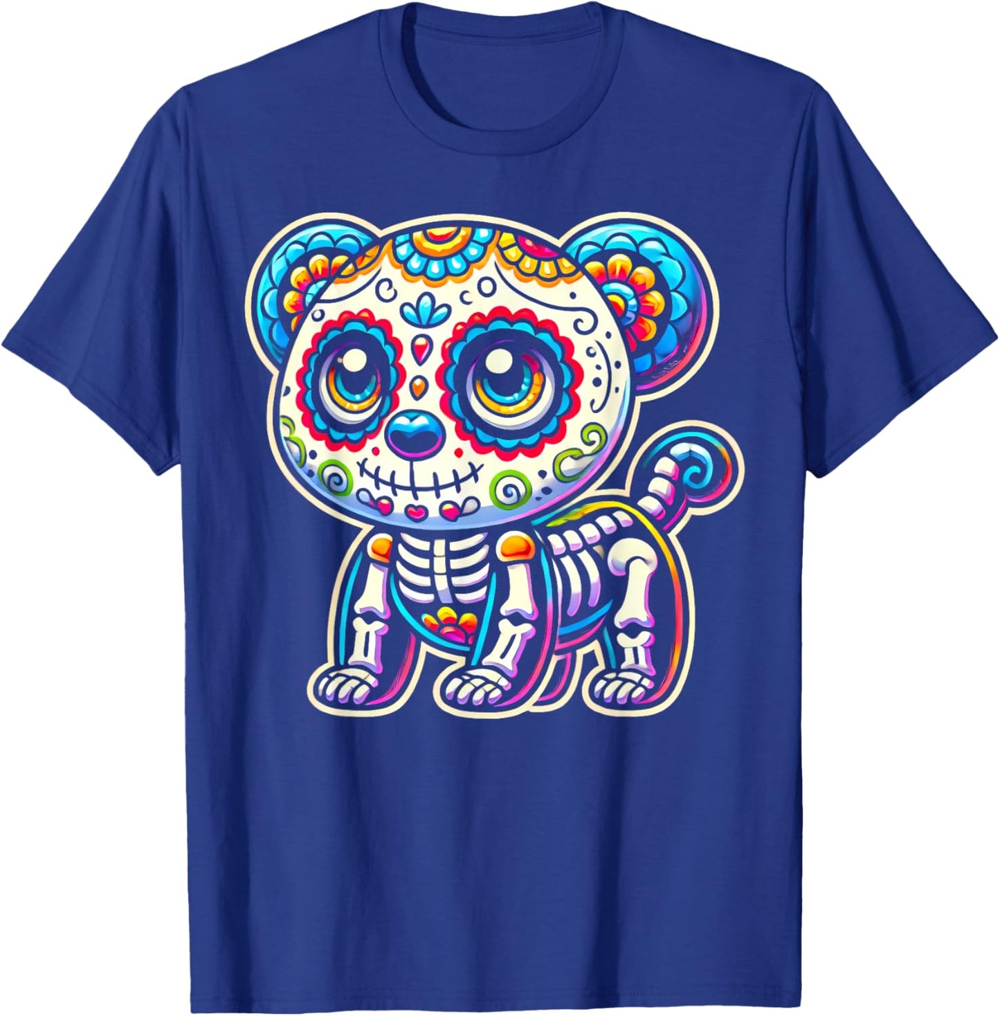Day of the Dead Panda Sugar Skull Mexican Dia De Los Muertos T-Shirt - T-Shirt | Royal