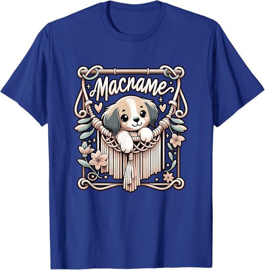 Funny Macrame Dog Artist Macrame T-Shirt - T-Shirt | Royal